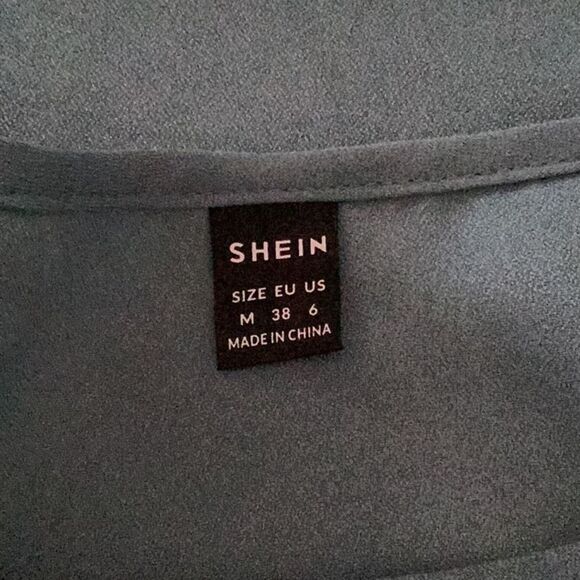 SHEIN NEW RUFFLE TRIM TUNIC DRESS CADET BLUE SIZE 6 MEDIUM - Picture 5 of 8